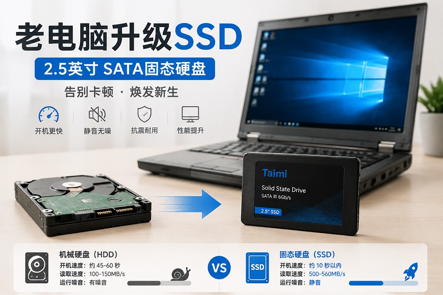老电脑升级2.5英寸SATA SSD替换机械硬盘示意图