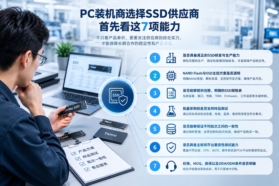 PC装机商批量采购SSD供应商评估流程图