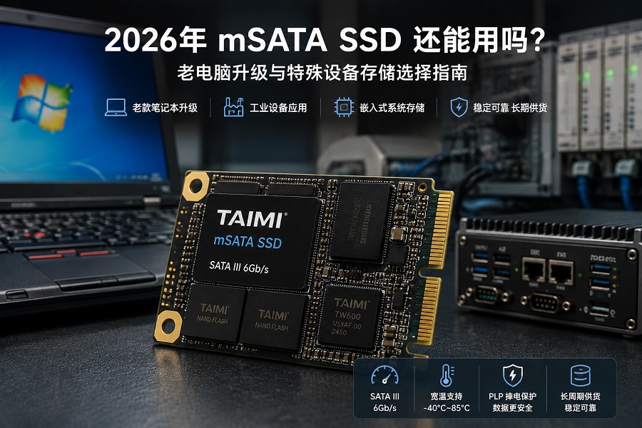 2026年mSATA SSD存储方案展示,Taimi mSATA固态硬盘应用于老电脑升级、工业设备和嵌入式系统