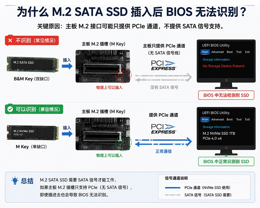 M.2 SSD SATA和NVMe协议兼容关系说明