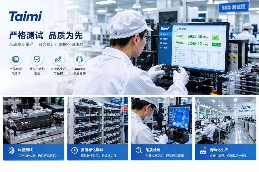 Taimi SSD生产测试、品质检测与批次一致性验证