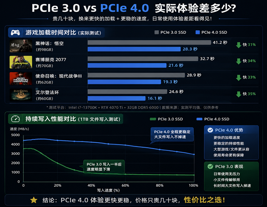 PCIe 3.0 vs PCIe 4.0 实际体验差多少